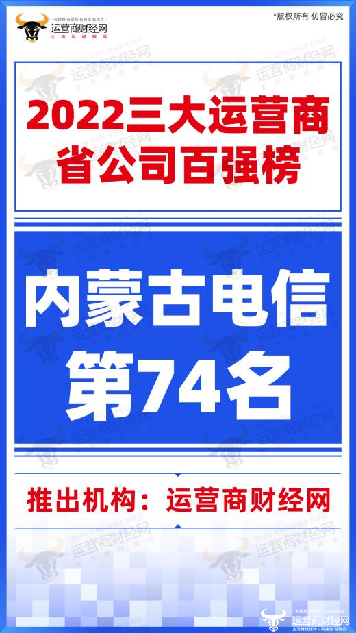 “内蒙古”内蒙古电信去年收入规模排名公布 排三大运营商各省公司第74名