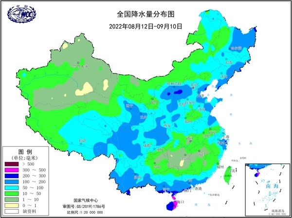 可以看到,湖南江西的一些地方,過去一個月降水量和新疆塔里木盆禱一