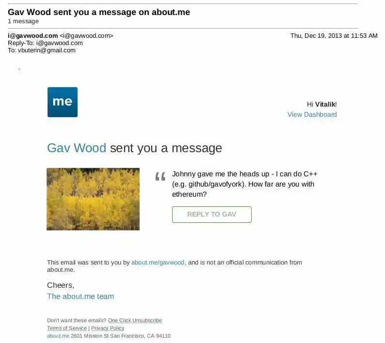 Gavin Wood 发给 Vitalik 的邮件，图片源自 Vitalik 博客