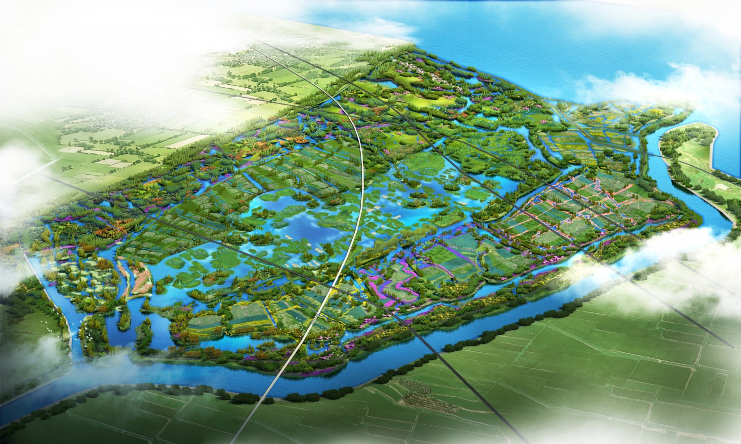 十八联圩生态湿地蓄洪区鸟瞰效果图(合肥市水务局供图)