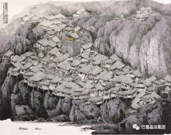 《龙溪河边的小镇》182×144cm，2008年