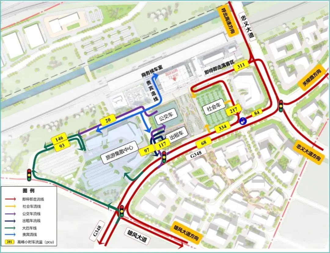 当阳西站枢纽交通场站流线组织图