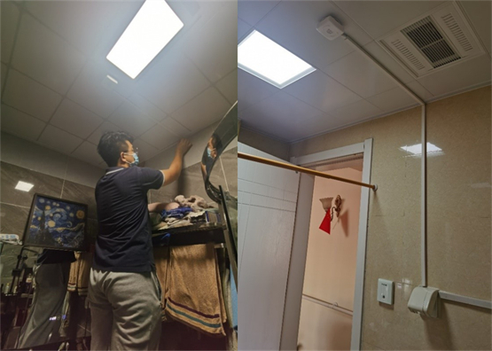 　　图为干休所跌倒检测设备安装现场