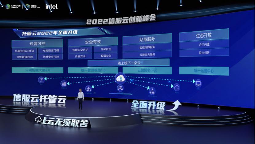 　　↑ 邱亮发布全新升级的信服云托管云