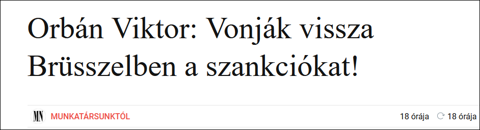 《匈牙利民族报》报道标题截图