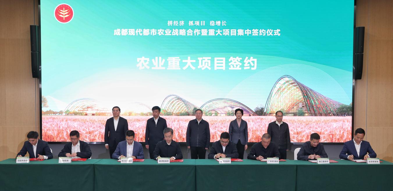 　　图为四川省乡村发展集团与成都新津区政府签订合作协议。