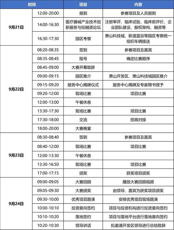 　　日程安排