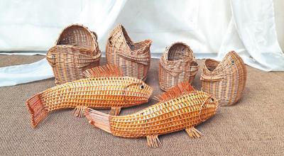 图为博兴县柳编手艺人的作品.人民日报记者李 蕊摄