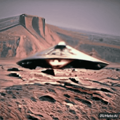 文字描述为：一艘登陆火星的宇宙飞船