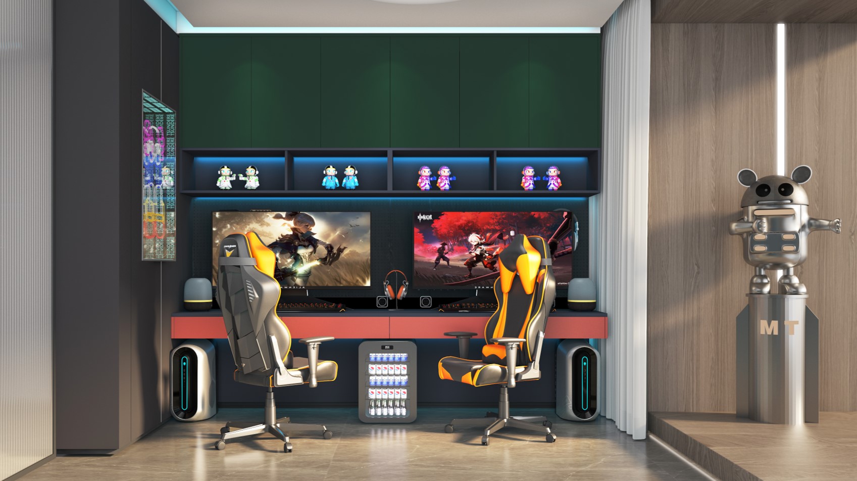 并且越来越多的年轻人会把书房改造成电竞房