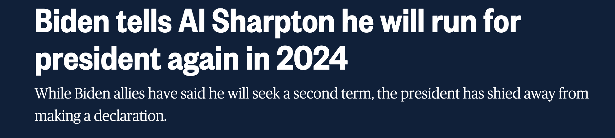 NBC报道：美国告诉夏普顿自己将在2024年再次参选总统