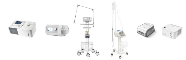　　图：鱼跃医疗呼吸机、高流量呼吸湿化治疗仪、雾化器