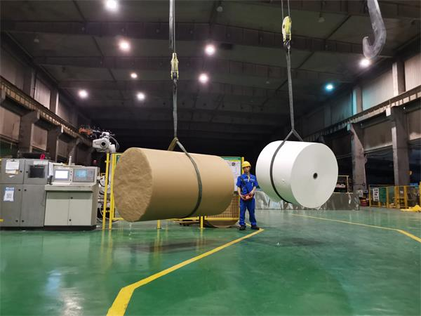 岳阳林纸股份有限公司生产车间的现场.记者周楠 摄