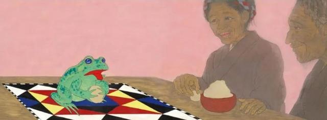 小活字出品的绘本《青蛙绿马》插图。（唐亚明/编著，后藤仁/绘）