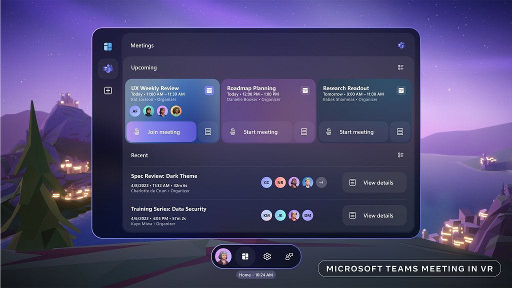 VR中的Microsoft Teams 图片来源：微软