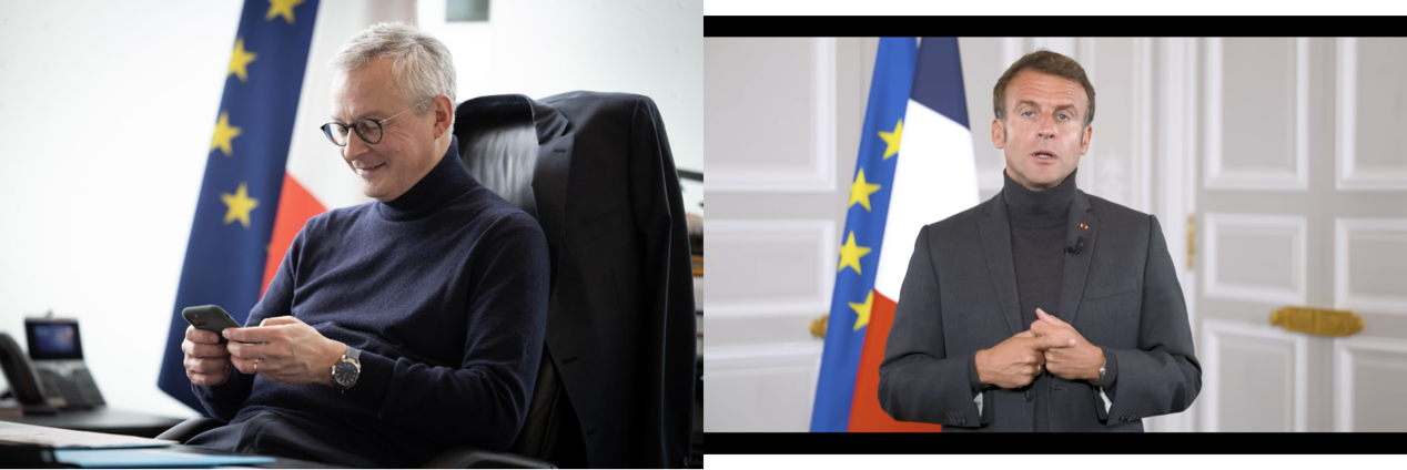 左图：法国经济部部长布鲁诺·勒梅尔 右图：法国总统马克龙