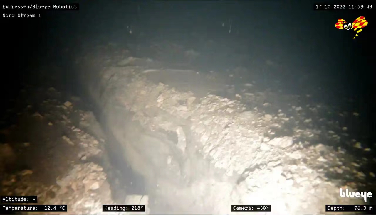 “北溪-1”管道所在的海底深沟。图片来源：瑞典快报