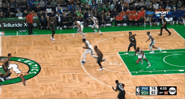 如上图：恩比德行进间要位被塔图姆识破