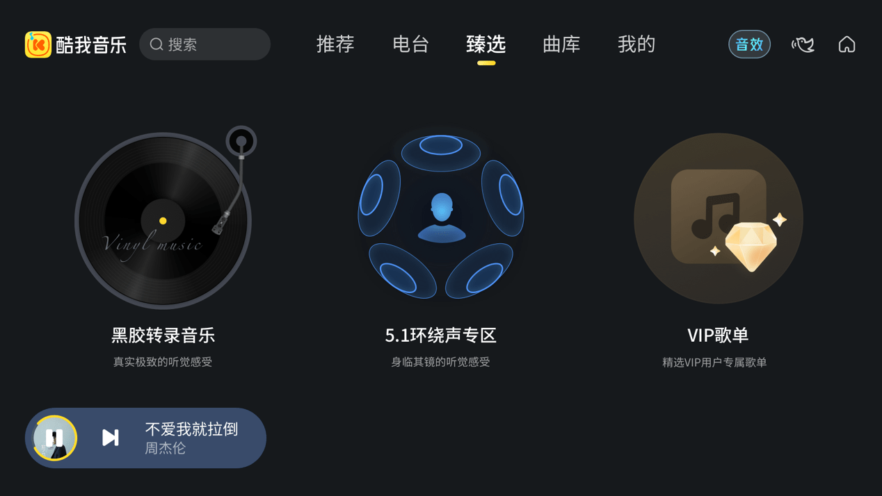 　　(图：酷我音乐臻选专区界面)