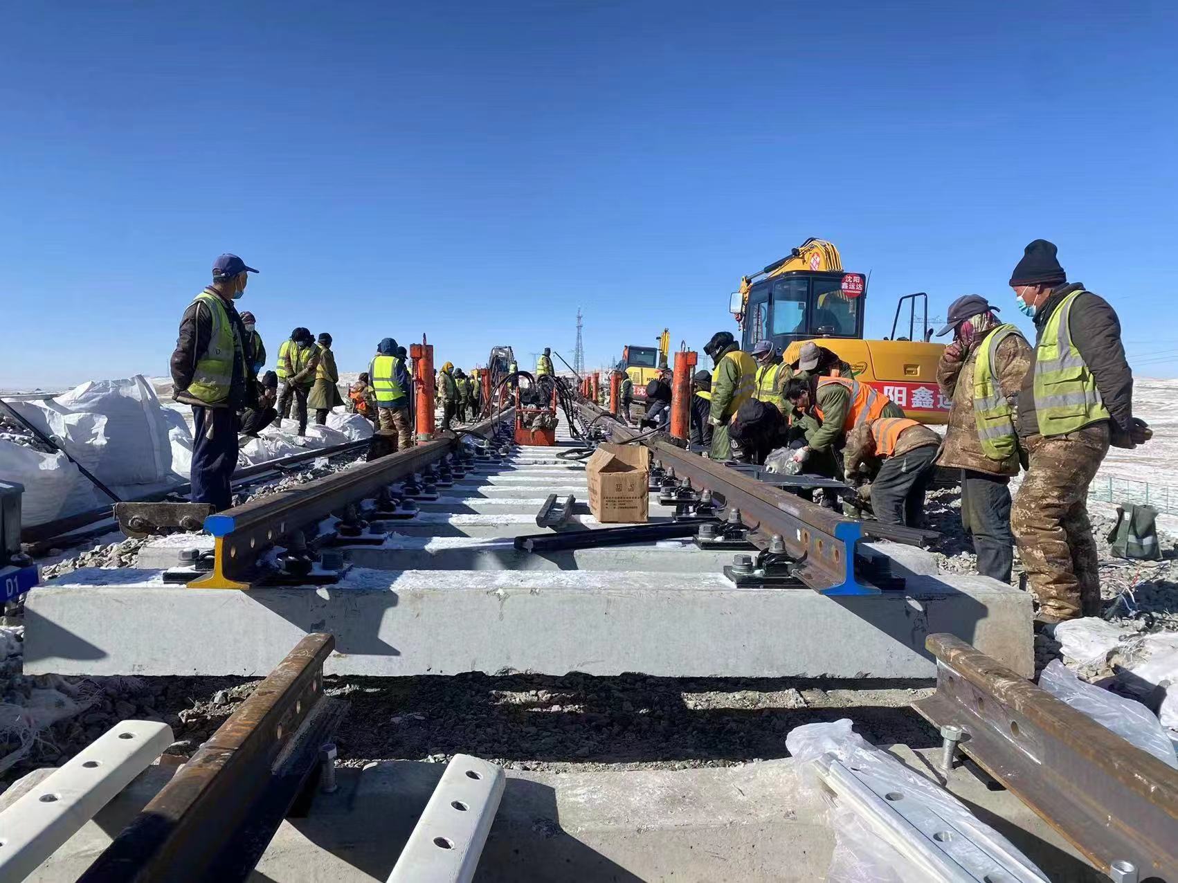 青藏铁路格拉段道岔更换和信号系统改造主体工程施工现场.蒲雪竹摄