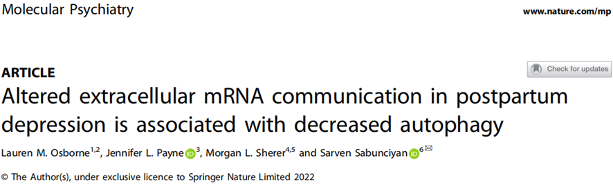 “产后”《分子精神病学》：科学家发现产后抑郁的潜在血液标志物！
