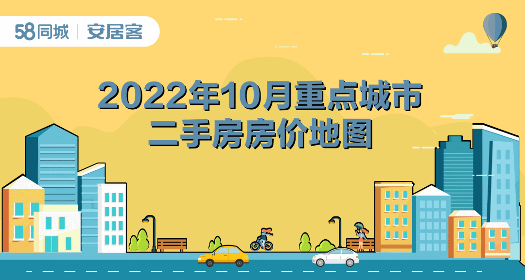 “二手房”58安居客房产研究院：2022年10月重点城市二手房房价地图