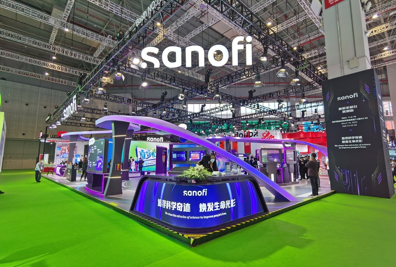 賽諾菲展臺及展示的部分創新葯物&nbsp; 陳璽撼攝