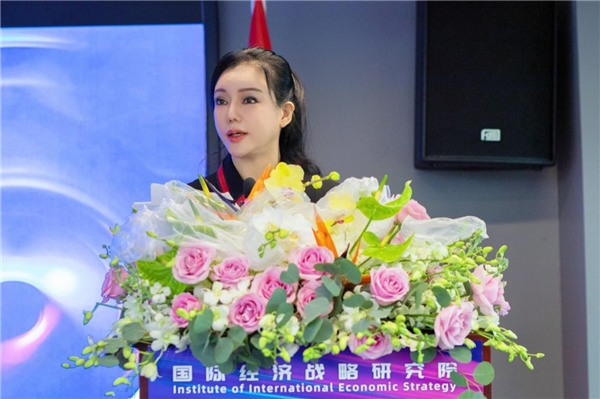 　　图：国际经济战略研究院院长彭丹致辞