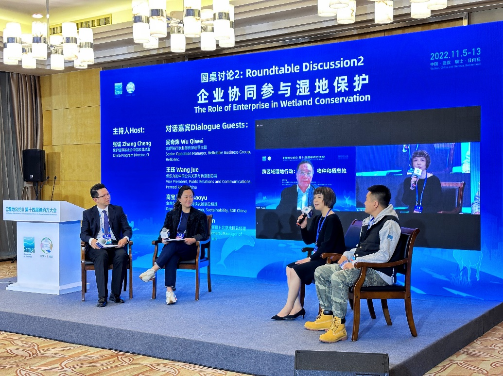 　　保乐力加中国公共关系与传播副总裁王珏在边会上进行分享