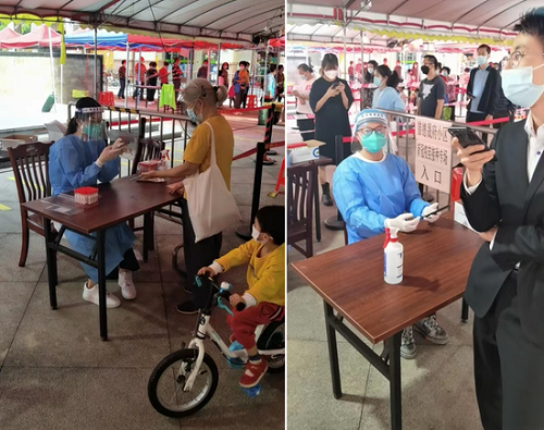 　　图：博众党支部党员突击队参与核酸检测工作