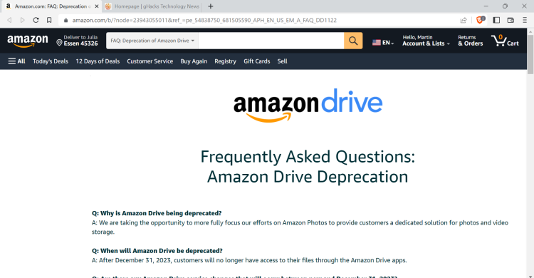 亚马逊：亚马逊云存储服务Amazon Drive明年正式关停