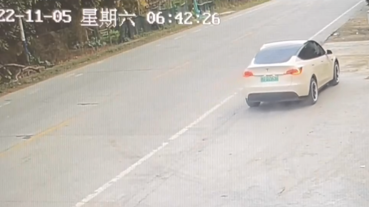 车主家属公布事故监控视频截图。