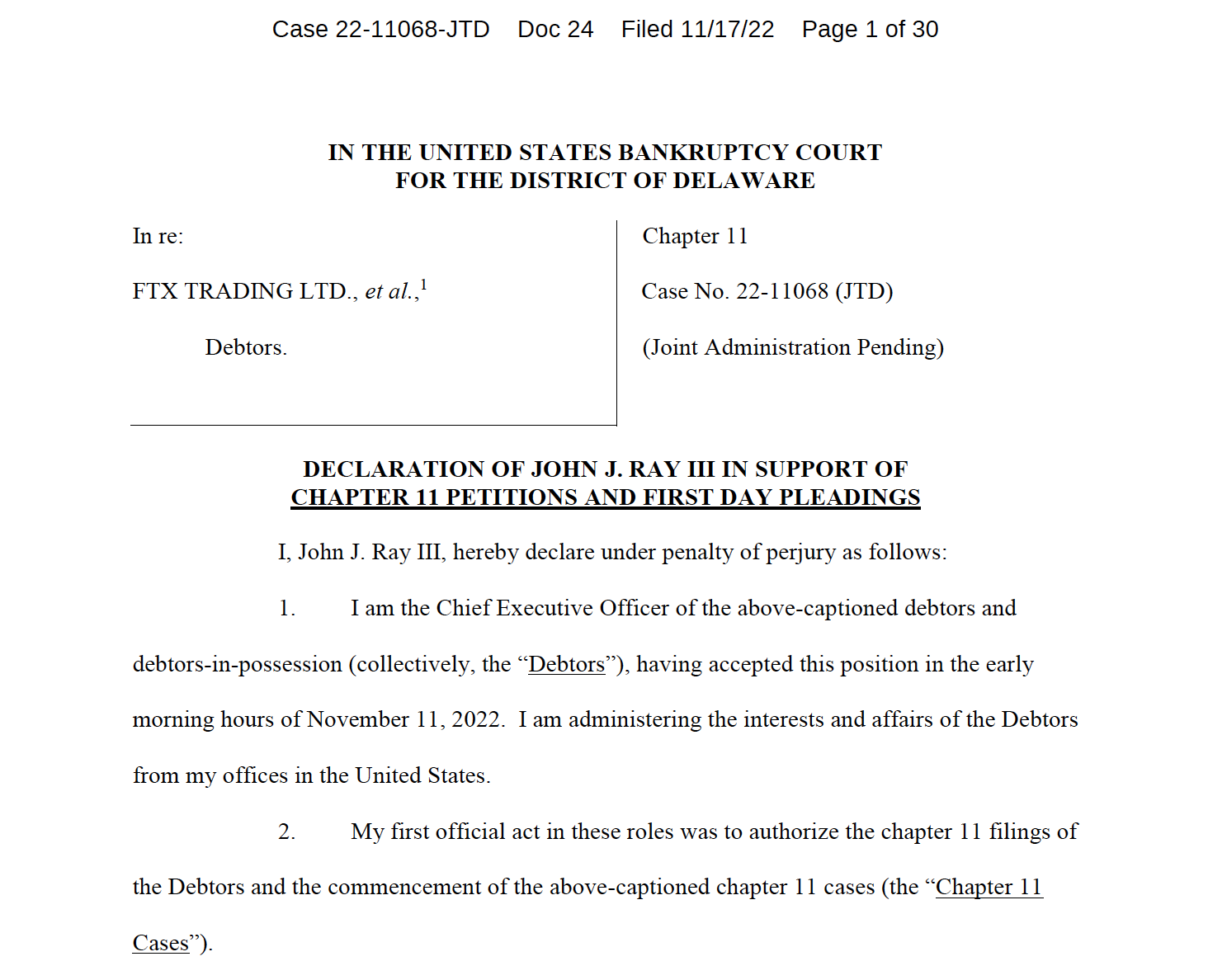 图片[1]-FTX新任CEO向破产法院披露：公司内部管理失控并滥用资金-链答网