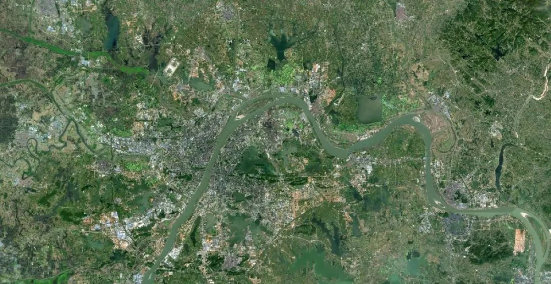 湖北武汉遥感影像图(数据来源:高分一号,波段组合:r(3)g(2)b(1))