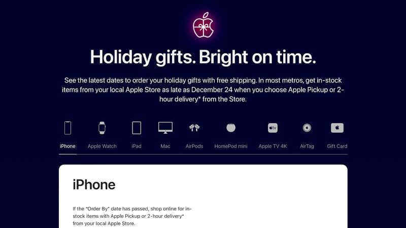 苹果分享在圣诞假期前收到礼物的最后购买期限，但 iPhone 14 Pro / Max 已无希望
