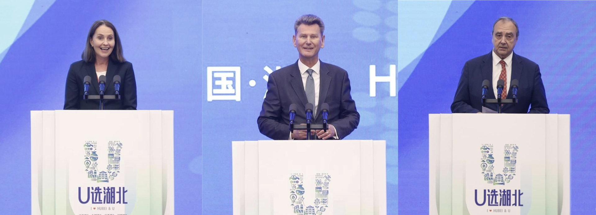 　　挪威驻华大使白思娜,冰岛驻华大使易卜雷,法国驻武汉总领事胡建谊致辞
