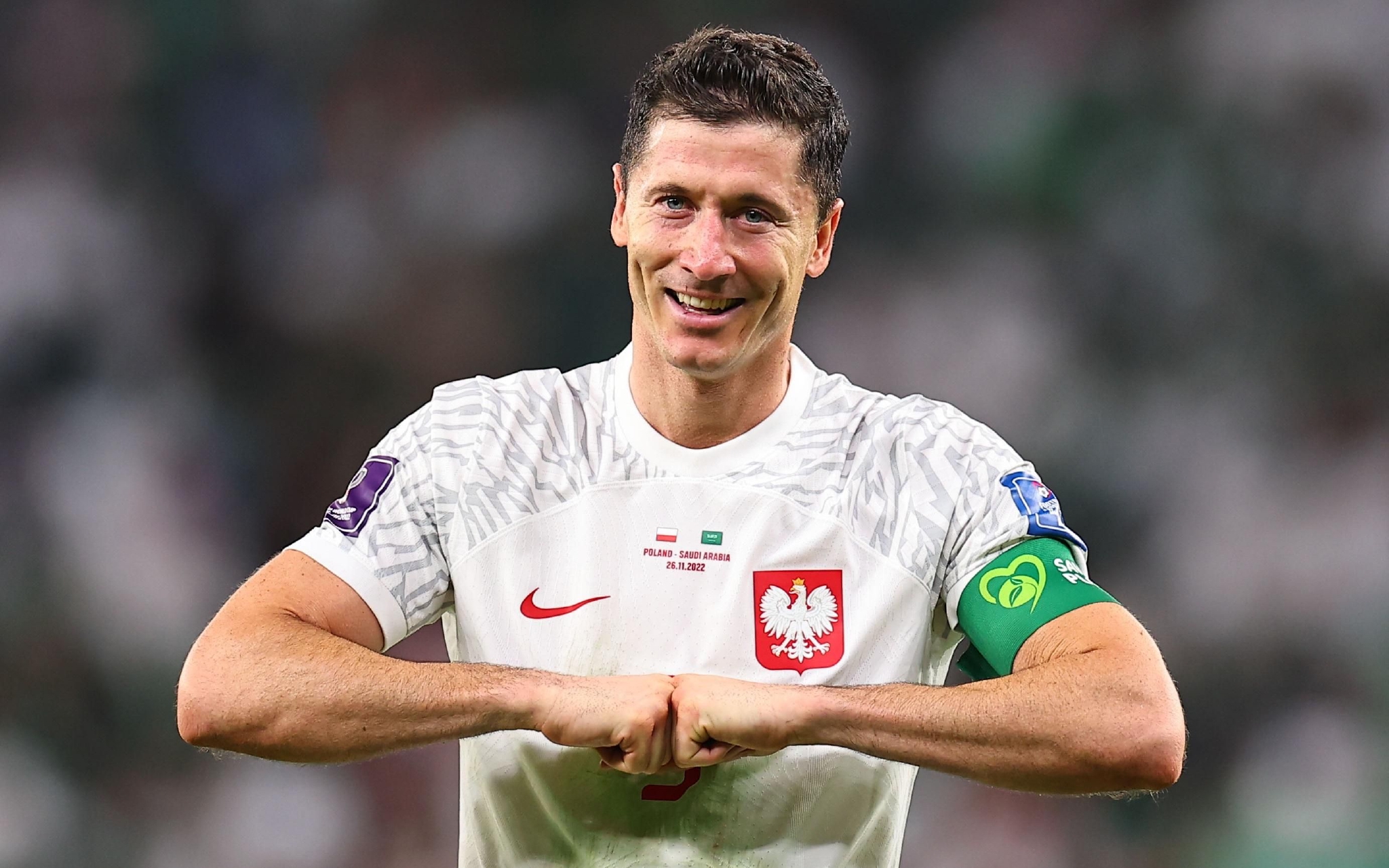 莱万庆祝个人世界杯首球.&nbsp; 图/新华社