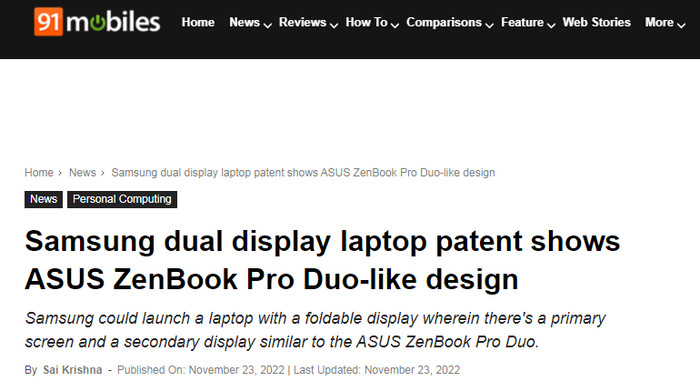 折叠屏PC市场新玩家？三星获批一项可折叠笔记本专利