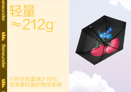 三折防紫外线小黑伞，来源：京东蕉下旗舰店