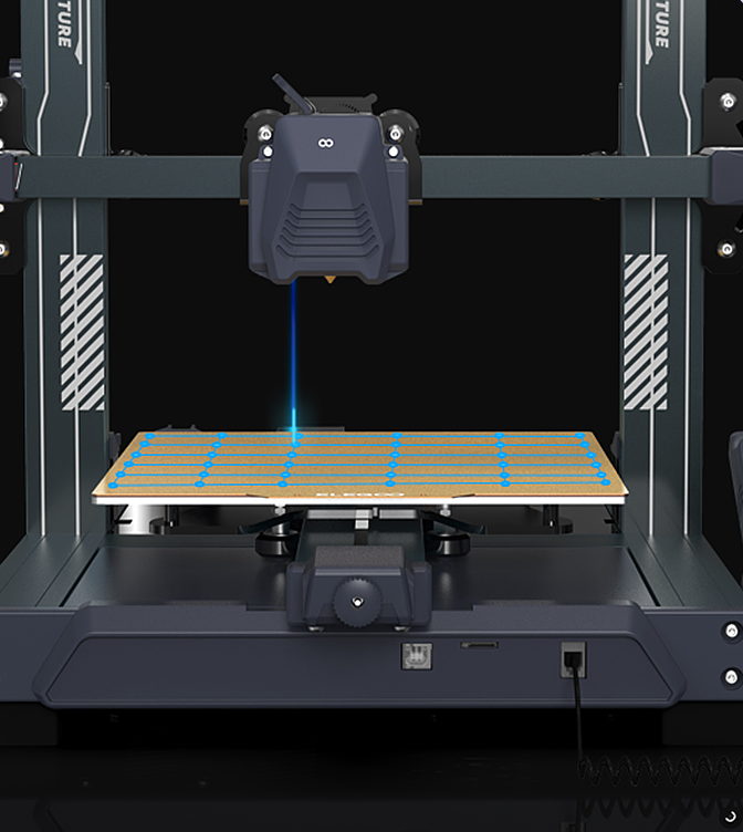 　　ELEGOO Neptune3 Pro支持2.0自动调平，一键即可调平