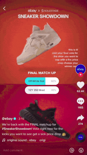 　　eBay 在 TikTok 社群中发起投票活动，吸引一众潮鞋玩家参与