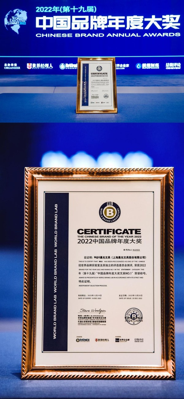 　　华为、联想、晨光、美团等35个品牌荣获“2022年中国品牌年度大奖NO.1”