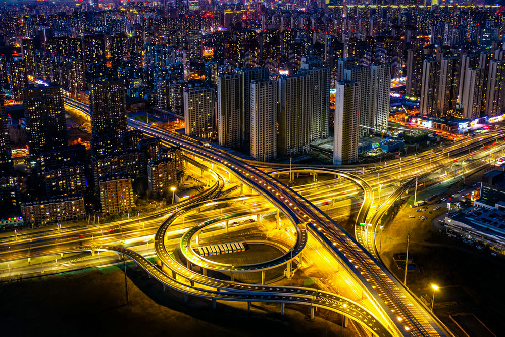 沈阳胜利大街浑南大道互通立交桥夜景