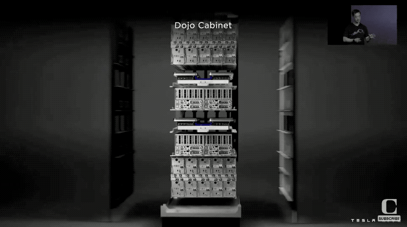 ▲特斯拉自研的Dojo智算機櫃