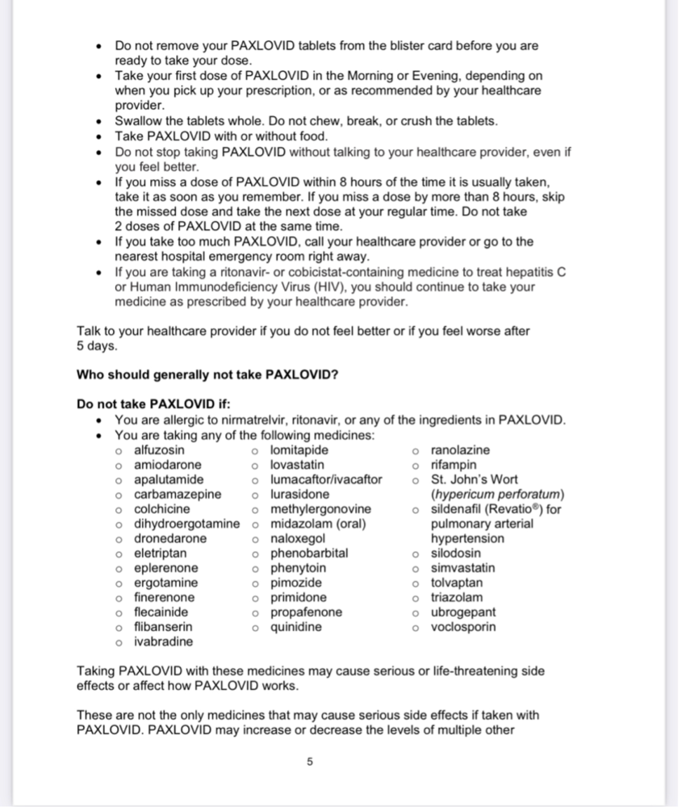 　　FDA网站公布的Paxlovid禁忌同时用药清单