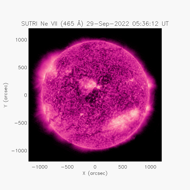 △图2 SUTRI在2022年9月29日观测到的太阳活动图（图片由SUTRI科学团队提供）