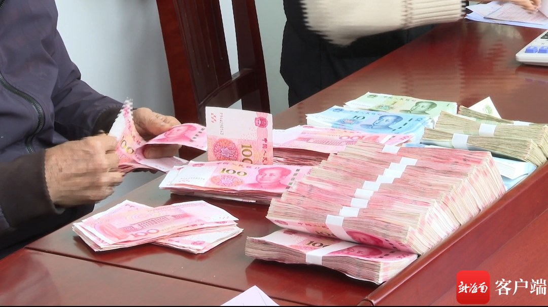 茶农现场领取茶青"分红".五指山市融媒供图