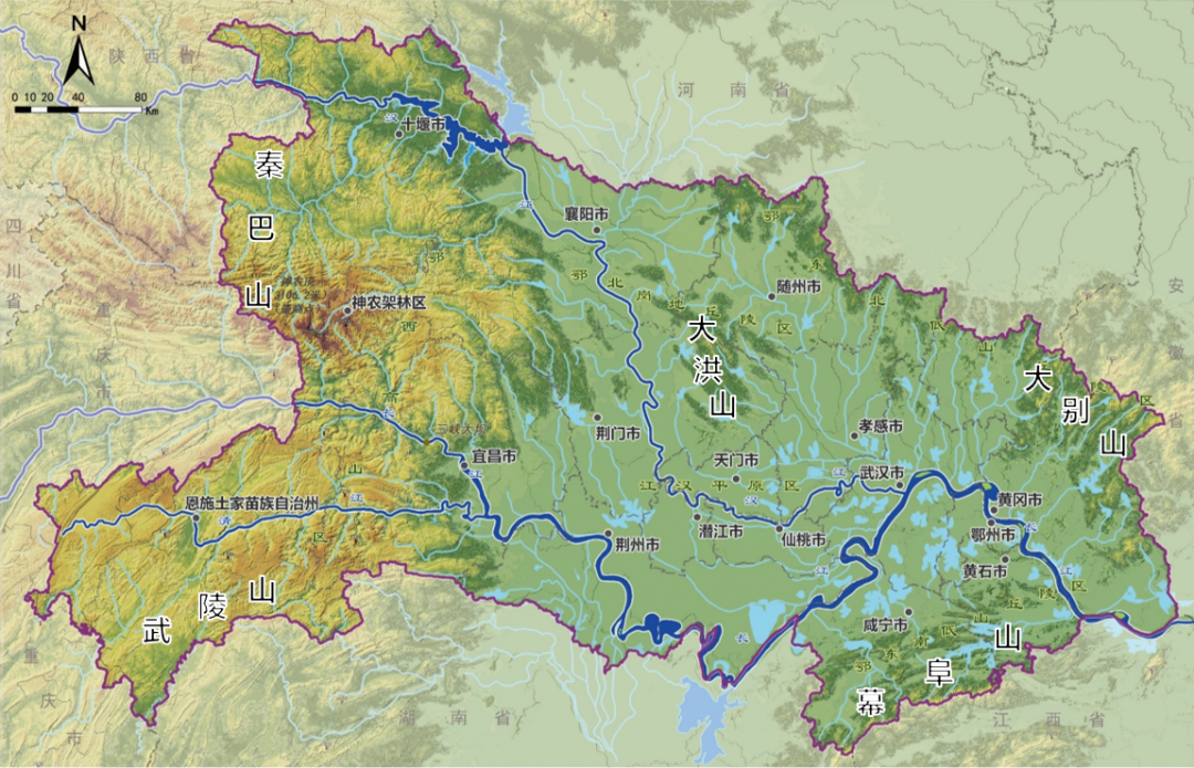 湖北省自然地理格局图
