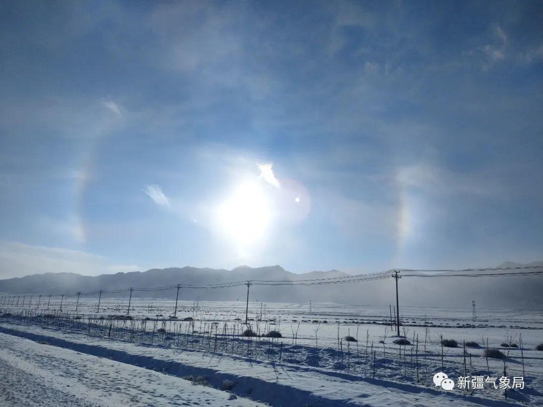 ↑新疆北部大范围降雪后已经放晴