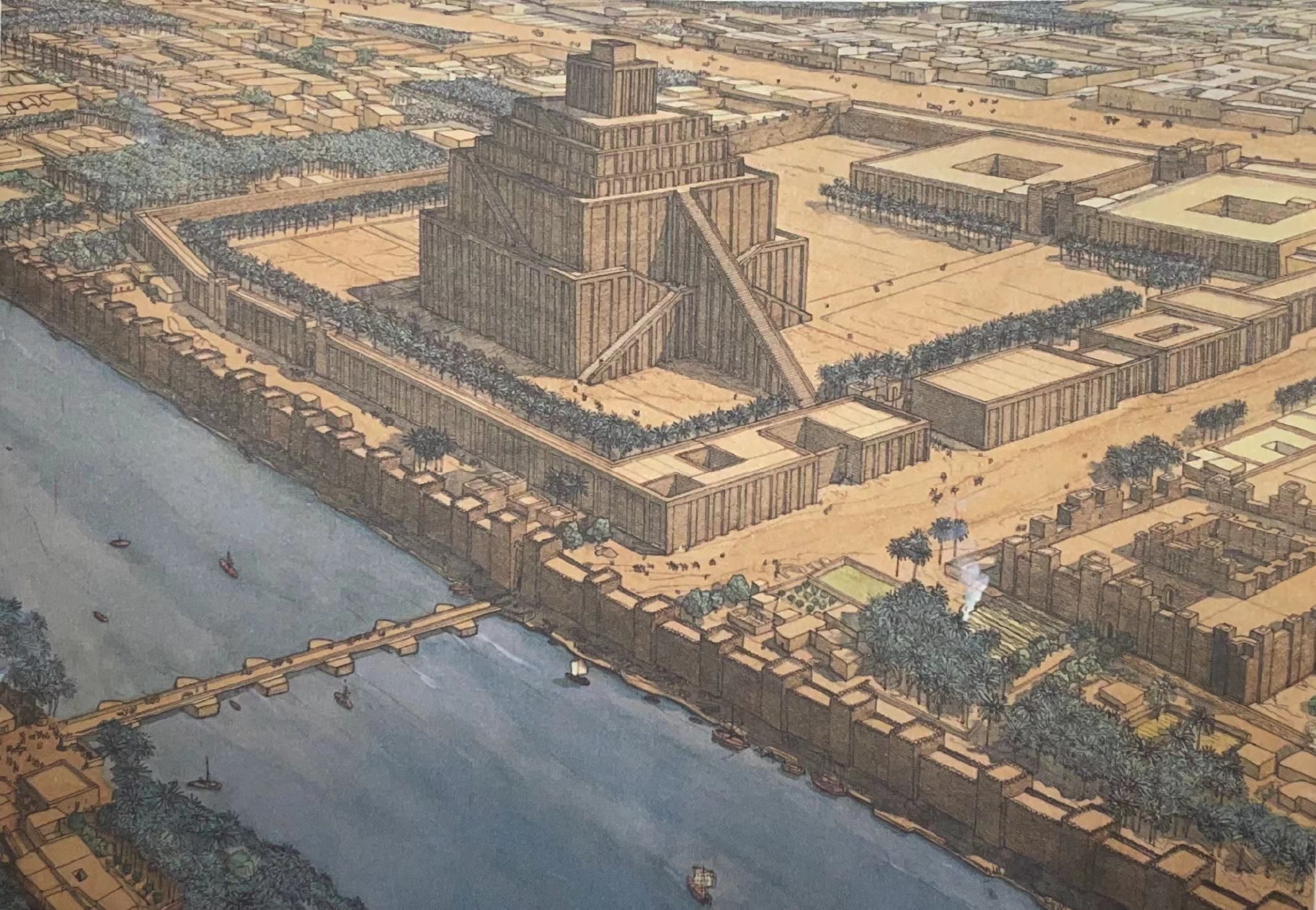 古代巴比伦,前面即为空中花园.